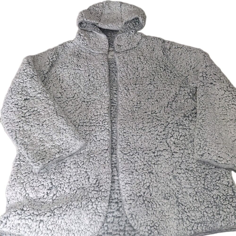 Victorias Secret PINK Cardigan Y2K Sherpa Long Sleeve Hoodie Jacket One Size